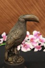 Lovely Signed Bird Genuine Pure Hotcast Bronze Statue On Marble Sculpture Figure