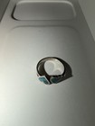 Vintage Turquoise Chip Inlay Double Hearts Ring 925 Sterling Silver Size 6
