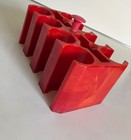 Vintage Red Marbled Bakelite Catalin Poker Chip   Card Caddy Holder 776 Grams