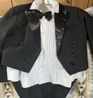 Boys 4 Piece Black Tuxedo Set Size 8 Suit With Tails