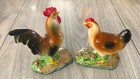 Set Of Vintage Ceramic Hen And Rooster Figurines chicken Figurines Made In Japan