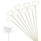 40 Pack Gold Floral Card Holder Picks Heart Shaped Metal 12 4 Inch Wedding