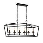  6-light Kitchen Island Linear Chandelier  Large Farmhouse Black Pendant 