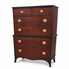 Vintage Mahogany Chest On Chest Tall Dresser 6 Drawer Gray Frame Brass Pulls