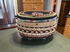 Beautiful Vintage Hand Made Oval Sewing Basket  Padded Top And Inside Gypsy Look