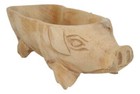 Rustic Wooden Hand Carved Tiki Animal Farm Pig Serving Dish Bowl Tray Platter