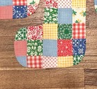 3 Handmade Patchwork Quilted Christmas Stocking Set 18  Red white green Vintage