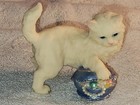 White Persian Kitty Cat W jewelry Box Resin Figurine