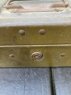 Antique Metal Storage Safe Deposit Box 9 5    X 4 5    Missing Key Patina Army Green