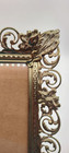 Vintage Ornate Filigree Gold Tone 5x7 Picture Frame Open Work Scroll White Wash