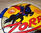 Vintage 1959 Shell Gasoline   Zorro 11 3 4  Porcelain Metal Oil Sign  Pump Plate