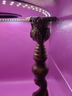 Antique   Vintage English Oak   Brass Open Barley Twist Candlestick Holder