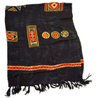 Vintage Tribal Print Pareo Sarong Navy Blue Orange Rayon 44 x25  Boho Beach