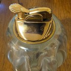 Evans Usa Table Lighter Gold Tone Top Clear Glass Body Made In Italy