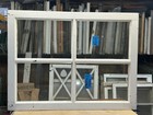 37 X 28 Vintage Window Sash Door Top Old 4 Pane  Frame 1940s Arts   Crafts