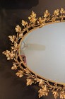 Vintage Large Oval Dresser Vanity Tray Mirror Gold Leaves - Hollywood Regency
