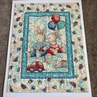 Handmade Baby Blanket Quilt Bunnies Rabbit Balloons Activity Play Mat 33x43 Inch