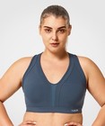 Yvette Sports Bra Power Cross Back Padded Running Bra In Haze Blue Plus Size