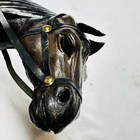 Vintage Wooden Horse 12  Tall Equestrian Genuine Indian Leather Hand Crafted