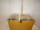 Vintage Sewing Box With Sewing Supplies   Hoops Included 