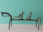 Vintage Bronze Dhokra Horse Riders India Metal Sculpture Brass Statue 