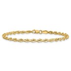 10k Yellow Gold 3mm Semi-solid Rope Chain Anklet 9 