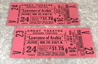 Lawrence Of Arabia 2 Unused 1963 Original Crest Theater Tickets Peter O toole Pi