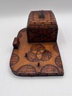 Vtg Tramp Art Sewing Jewelry Trinket Box Dresser Wooden