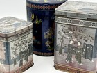 Vintage Unique 1970 Tea Tins Set Of 3 Chinese Japanese Oolong Boxes Trinkets