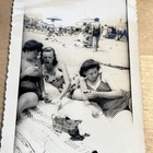 Vintage 1940s Snapshot Photo Woman Sunbathing In Swimsuit Glamour - Z1