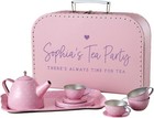 Personalized 15 Pc Kids Tea Set Custom Name Pretend Play Toy With Case