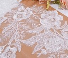 1yard Luxury Beaded Embroidery Sequins Flower Lace Applique For Wedding Dress