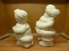 C-0270 Mr    Mrs  Winking Santa Claus 14 t Christmas Ceramic Bisque U Paint