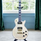 Natural Wood Finish Custom Electric Guitar Flame Maple Veneer Mother Pearl Inlay