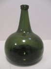 Antique Dutch Black Green Glass Onion Bottle Open Pontil Double Applied Lip Ring