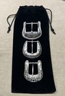 Lot 3 Western Vintage Style Engraved Belt Buckles Silver Tone Floral Scroll