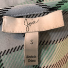 Joie Blouse Plaid Silk Long Tabbed Sleeve Button Front  Rounded Neckline Small