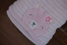 Baby Blanket Carters Just One You Pink White Stripe Teddy Bear Face Flower Head