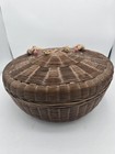 Vintage Decorated Chinese Sewing Basket  11 5  Beads Tassels