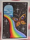 Aceo Original Mixed Media Painting Art Card Mystery Painting Ooak