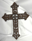 Vintage Cast Iron Large Victorian Wall Cross Rustic Home Decor 15x12