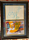 The Simpsons Lisa s Sax Homer Production Sketch - Double Framed And Matted  Coa