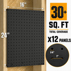 Wallpeg Pegboard Panels Garage Organization - 12 Ea  24 x16   Black Peg
