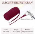T-shirt Yarn For Crocheting With Hook  2 Pack 400g 130 Yards Yarn wine Red 