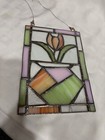 Handmade Stained Glass Tulip Suncatcher Window Panel Multicolor Floral Vintage