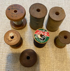 Lot Of 7 Antique Small Wooden Industrial Textile Bobbins Spools Unique Shapes