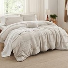  Beige Comforter Set - 4 Pieces Pinch Pleat Bed Set  Down Queen 01 - Beige