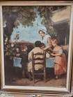 Vintage Silk Print Classical Artwork  West Germany  Ornate Wood Frame  New York