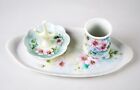 Vintage Hand Painted Floral Porcelain Vanity Dresser Set Ring Holder Tree   Tray