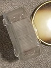 Art Deco Ribbed Glass Vanity Powder Jar Trinket Box Floral 2 Tone Lid Vintage